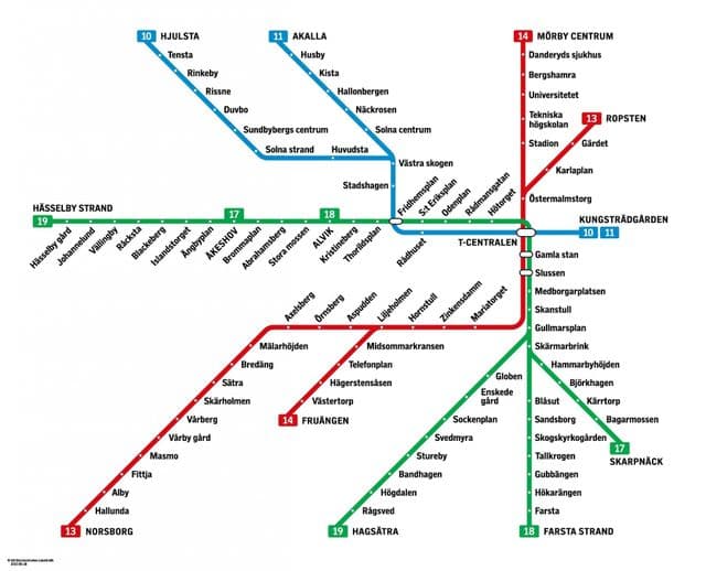 карта станций стокгольмского метро