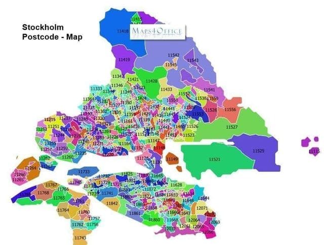 карта почтовых индексов Стокгольма